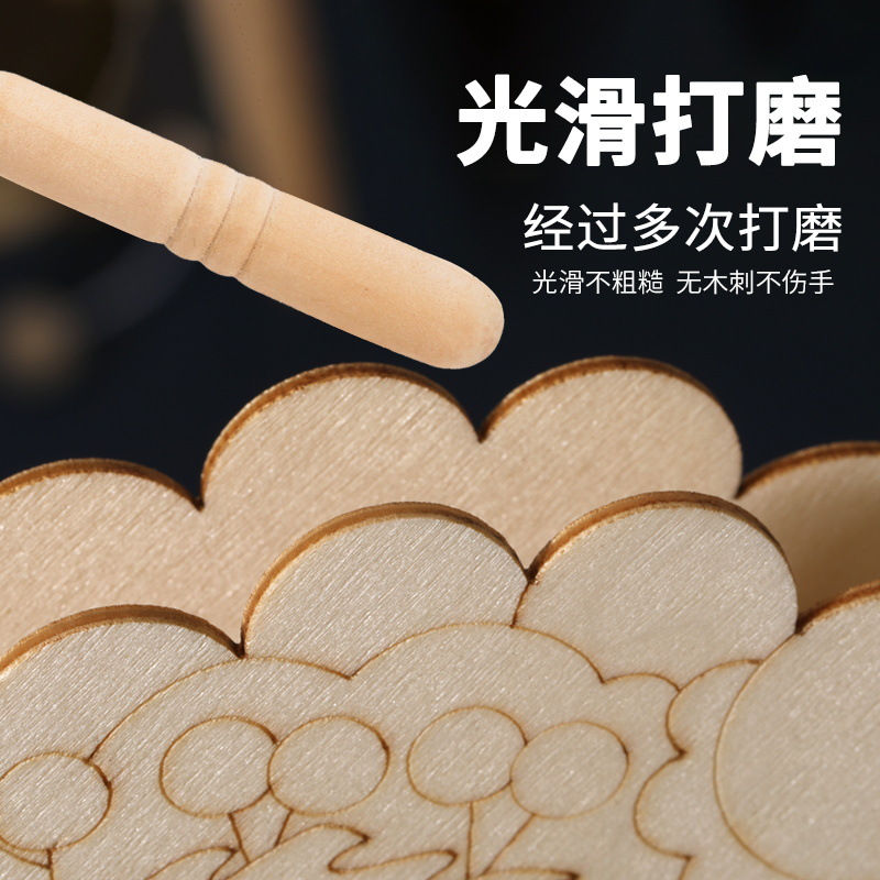 diy Peking Opera facial makeup, rattle drum, children's handcrafted wooden national trend handheld toy, painting and coloring, wooden white body Application Scenario