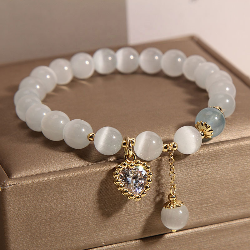 Opal brazalete mujeres ins nicho ligero lujo alto sentido colgante amor cordón de mano regalo estudiante BFF pulsera Specification image