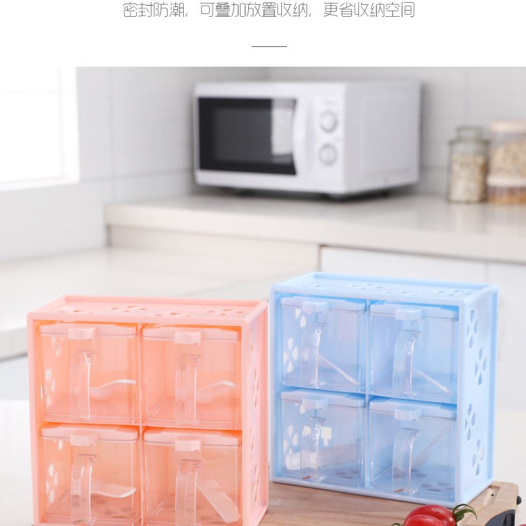 A set of transparent and moisture-proof seasoning bottles and jars for a wall-mounted, drawer-style home kitchen details Picture