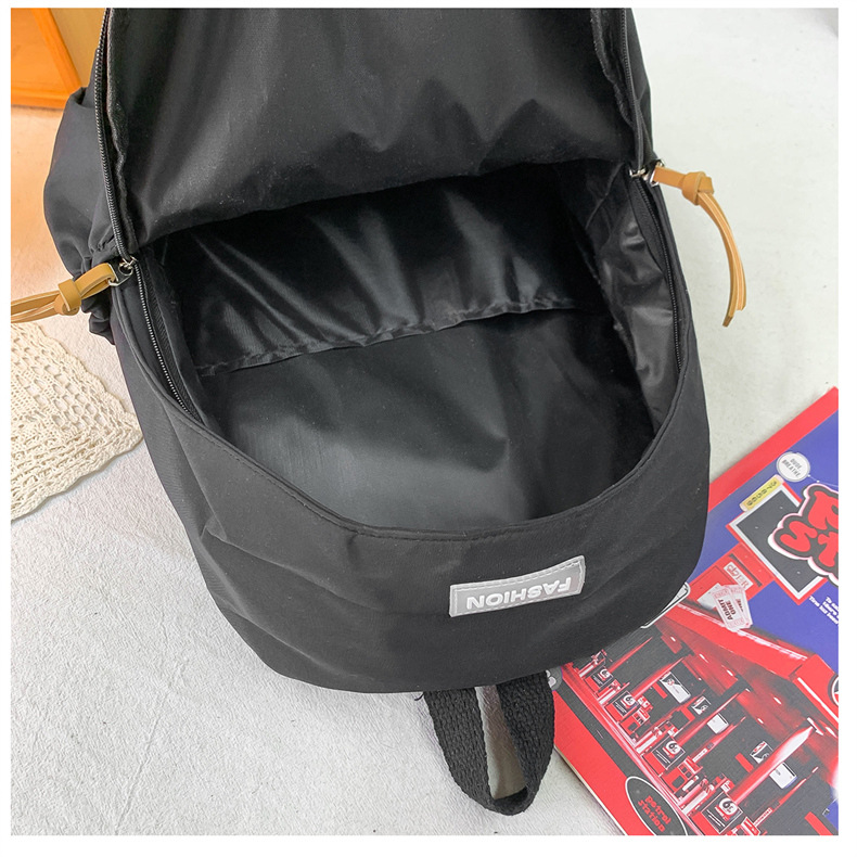 休闲大容量双肩包ins风时尚女生韩版纯色简约大学生书包出游背包详情7