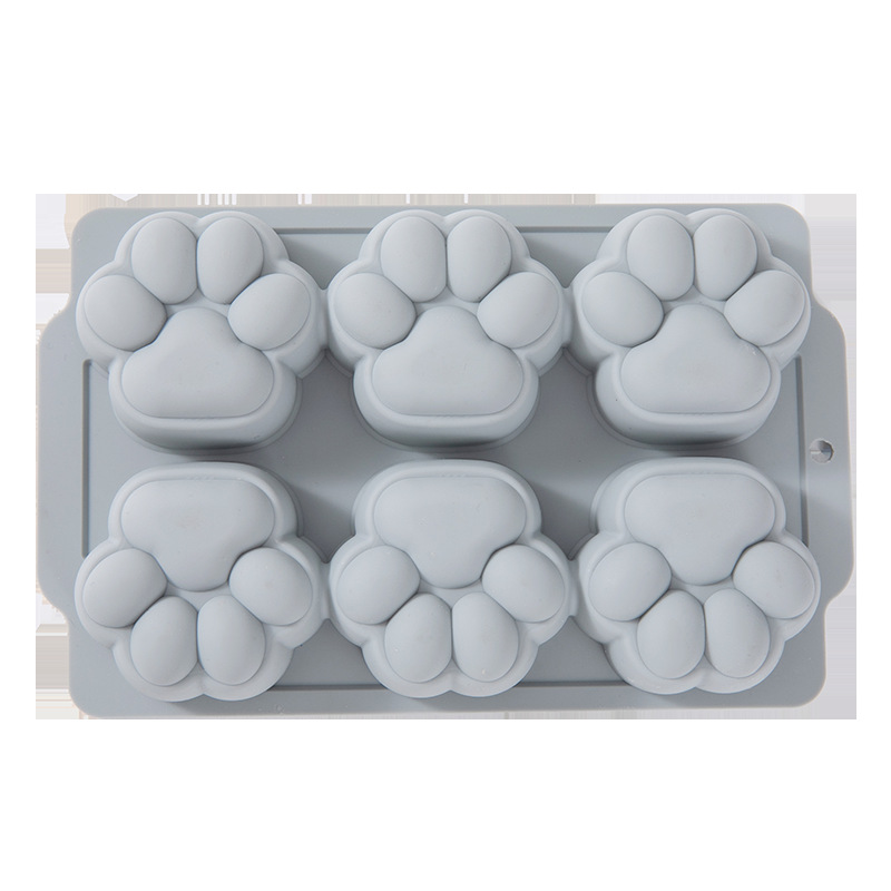 Stock Food Grade Platinum Silicone Baby Cake Mold Cartoon Cat Paw Footprints Auxiliary Food Steamed Cake Mold Item Picture