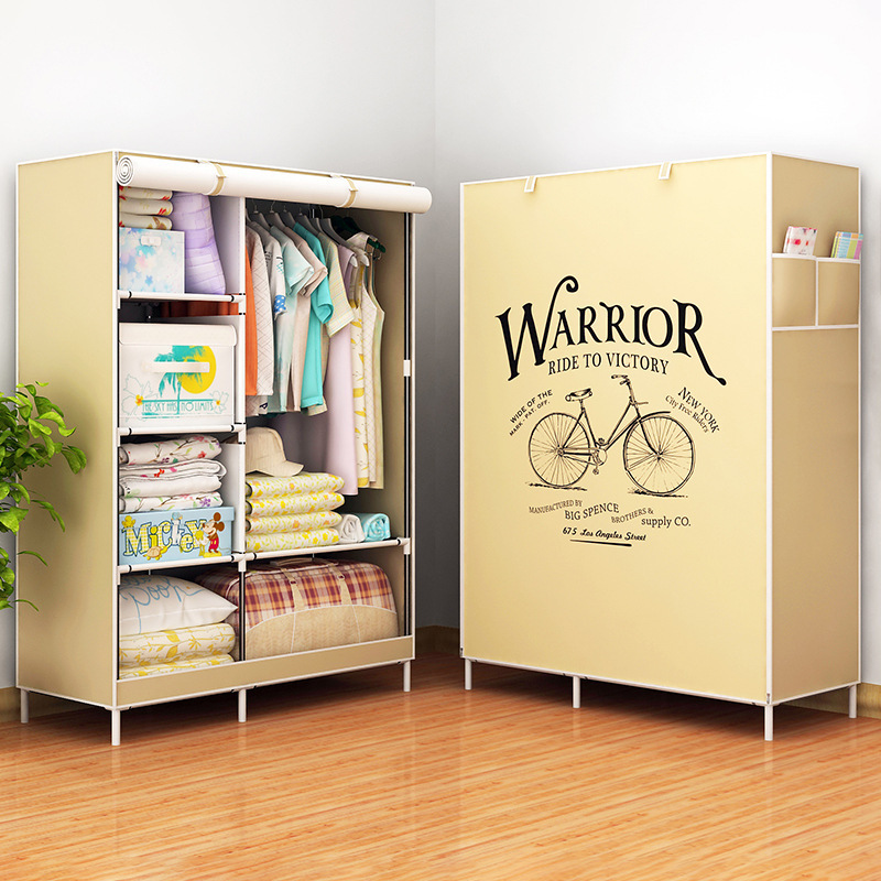 Yaruifan simple wardrobe, fabric wardrobe, dormitory wardrobe, hanging rod, hat rack, assembly clothes hanger, creative thickened steel pipe Application Scenario