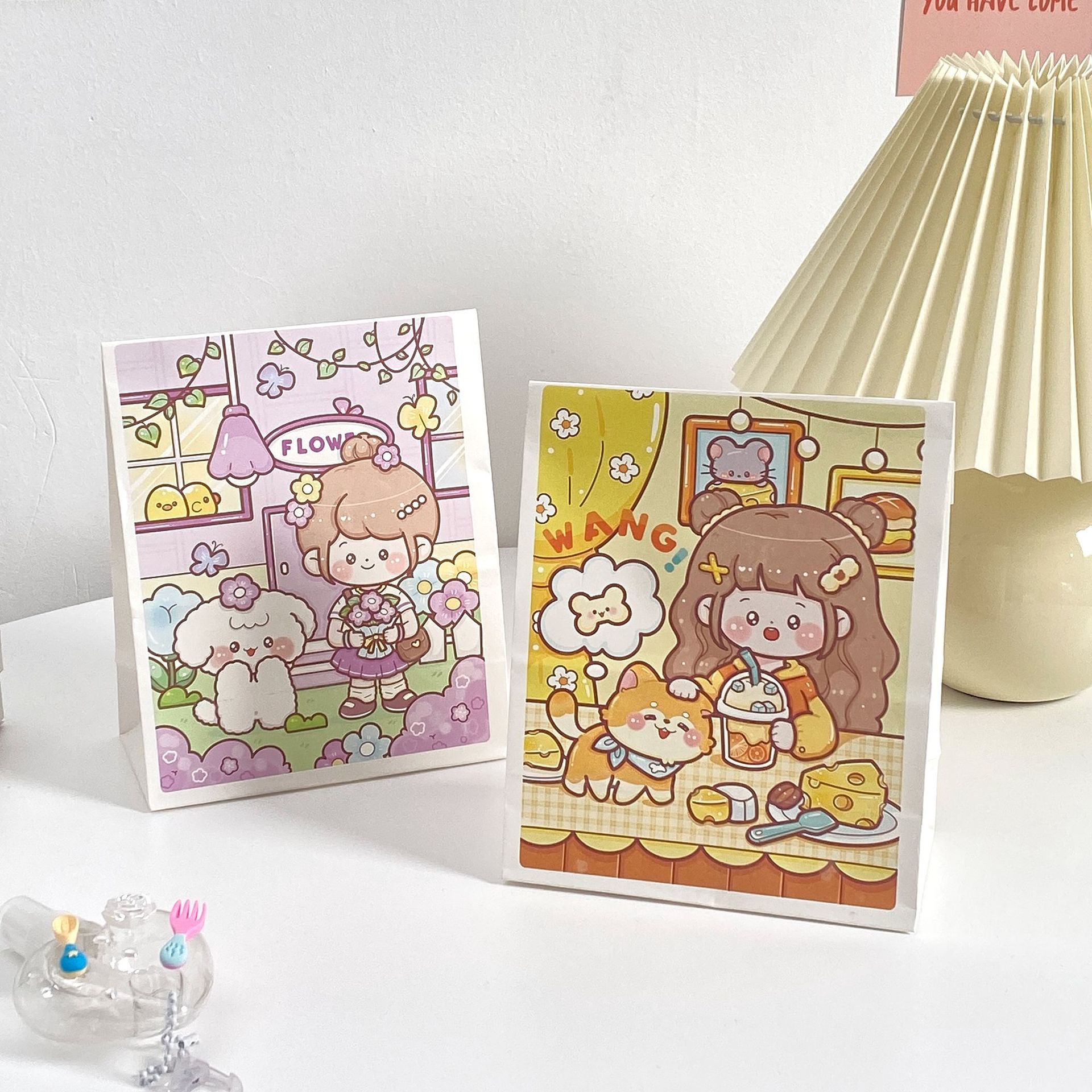 Cartoon Cute Girl Kraft Paper Bag Gift Packaging Festival Gift Bag Birthday Children's Day Packaging Application Scenario
