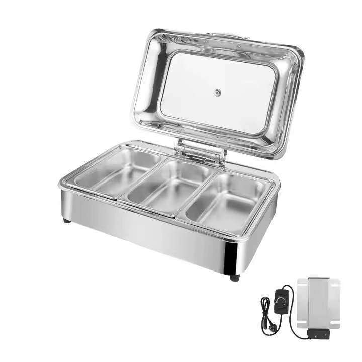 Hotel Stainless Steel Hydraulic Buffet Stove Cross Border Restaurant Thermal Insulation Buffy Stove Hot Dish Stove Electric Heating Clamshell Visible Application Scenario