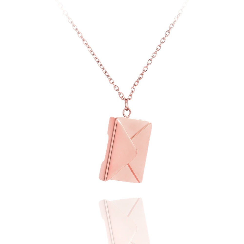 Personalized and creative love letter envelope titanium steel necklace for ladies, unique and non-fading, openable collarbone chain pendant jewelry Item Picture