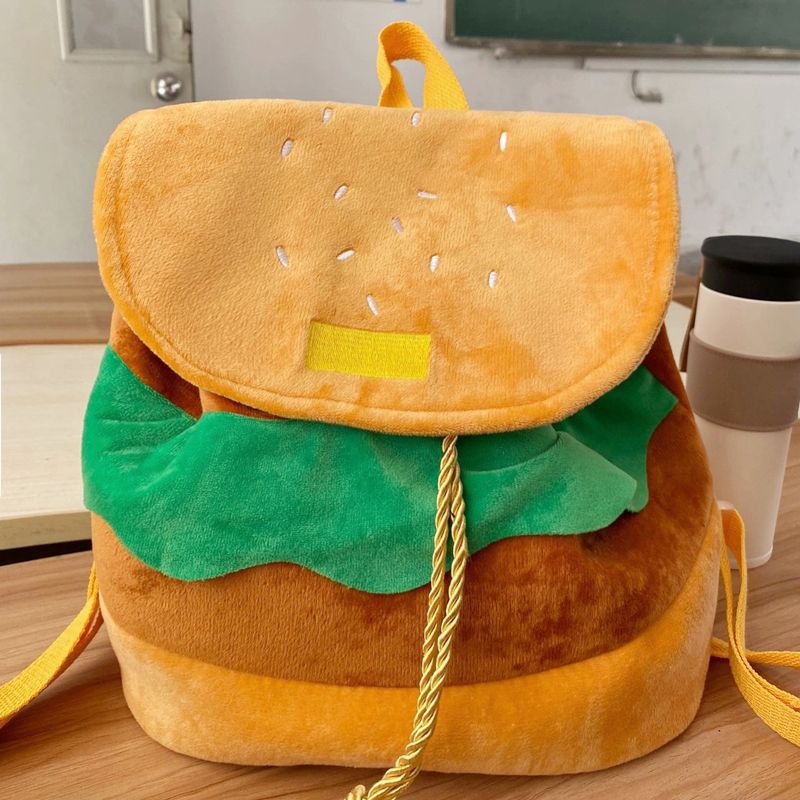 The same style of hamburger backpack as Xiaohongshu, cute cartoon student small backpack, large-capacity campus backpack for girls Specification image