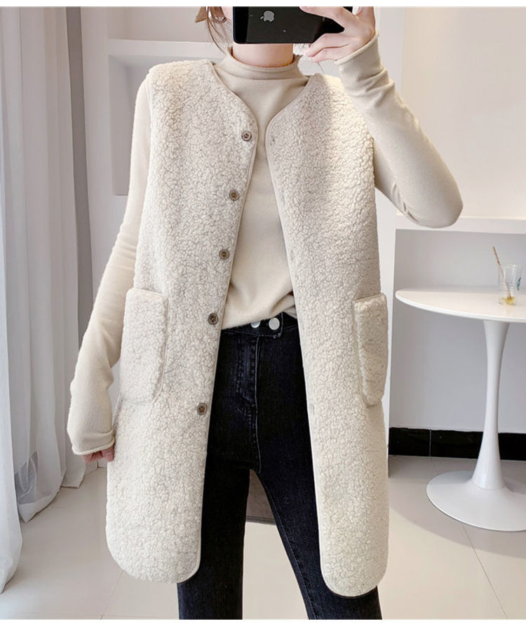 Fashionable and versatile vest for women, warm and thick fleece faux lambskin for women, single outerwear with the new autumn and winter vest for women Application Scenario
