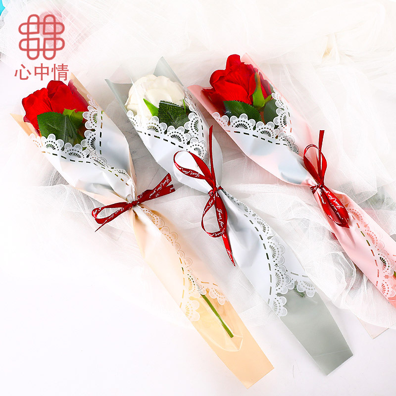 Heart retro lace single multi - branch lace bagging flower bag printed paper rose bag flower bag