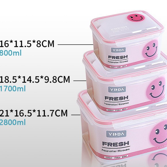 New transparent plastic kitchen portable fruit and vegetable preservation box with a smiling face for cross-border use Specification drawing
