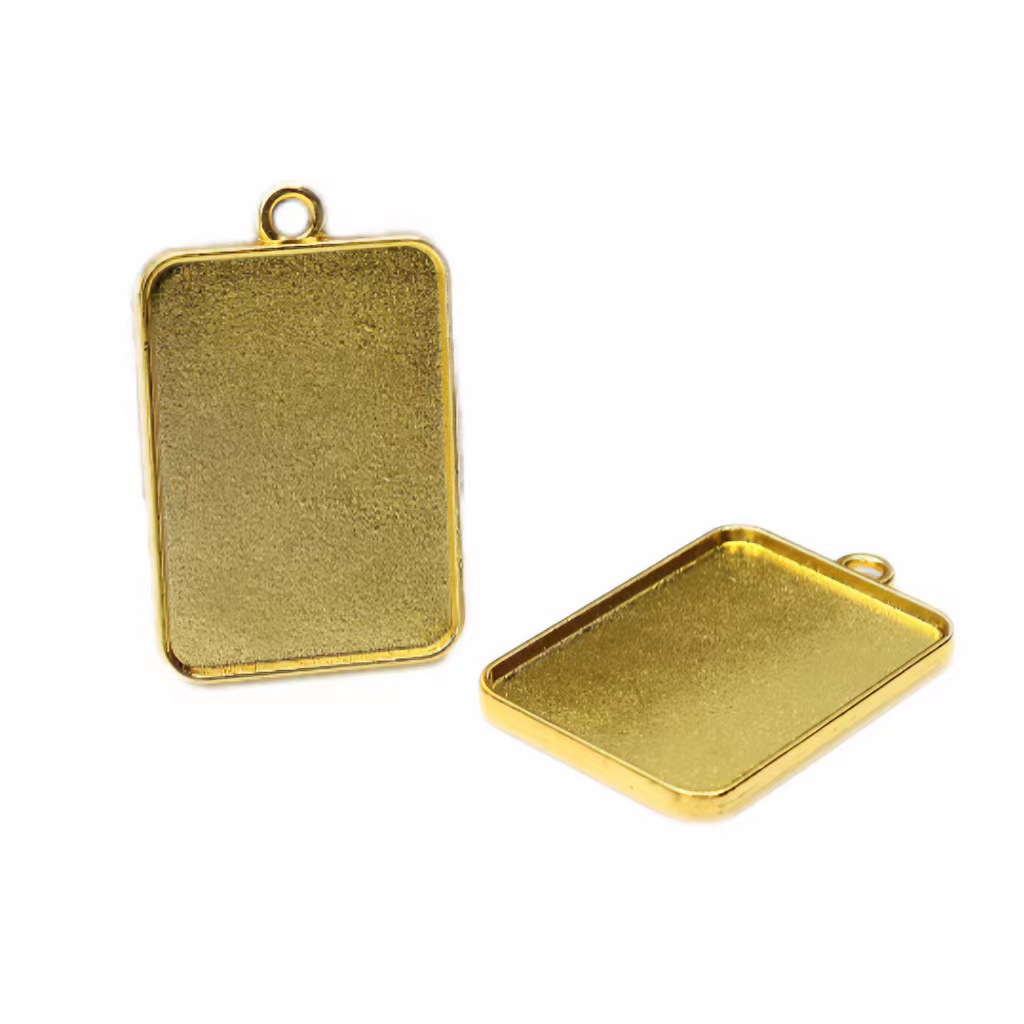 23x33长方双面时光宝石合金底座唐卡吊坠项链钥匙扣diy饰品配件