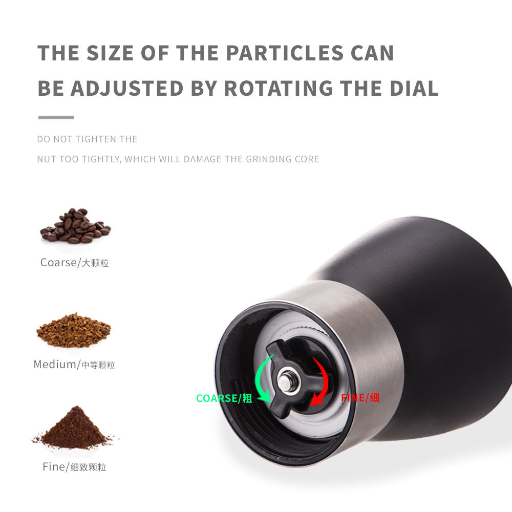 Factory supply coffee bean grinder, manual grinder, hand-cranked coffee grinder with glass sealed jar Specification image