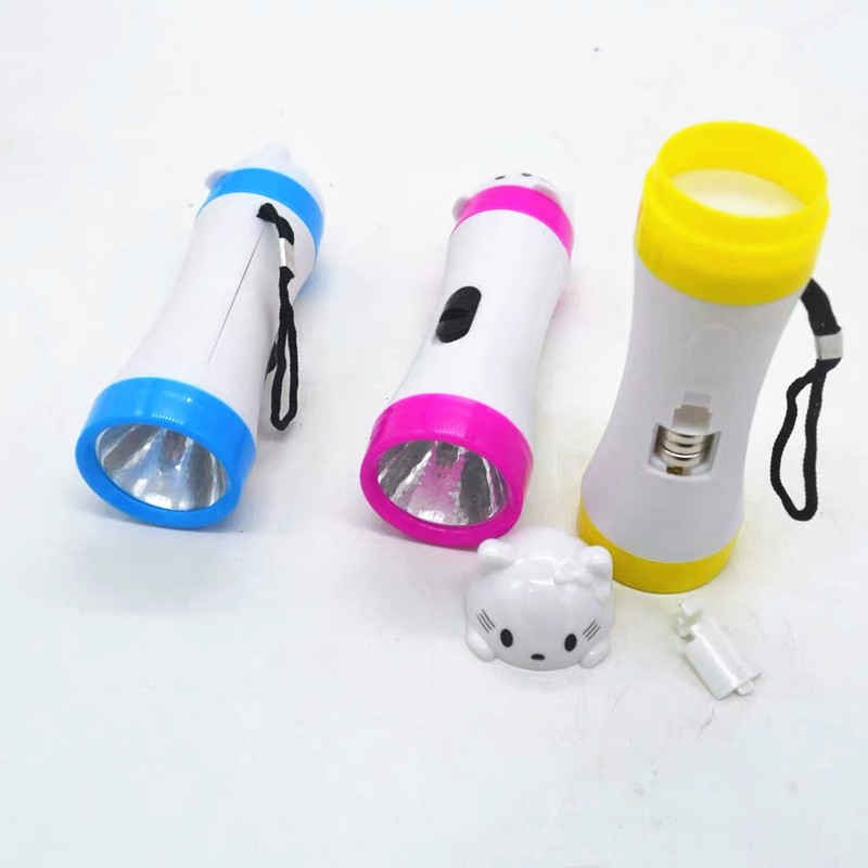 The new fashionable candy-colored kitten head flashlight led plastic small hand flashlight is a best-selling product in the 2-yuan home store Specification image