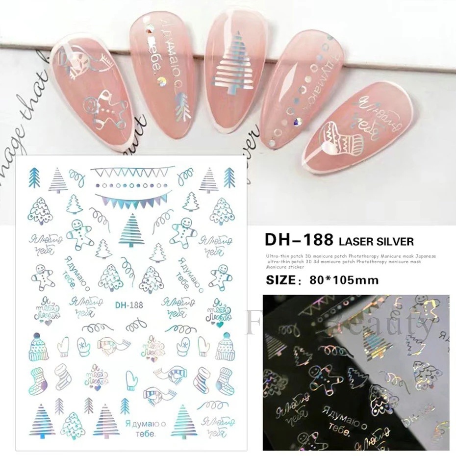 Cross-border new Christmas white snowflake elk 3D self-adhesive nail stickers, nail stickers, nail stickers mixed batch shanilak Application Scenario