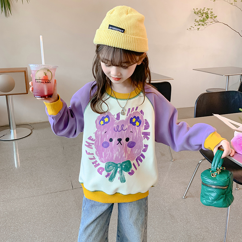 Girls' hoodie Spring and Autumn 2024 New style Stylish children's autumn wear long-sleeved little girls' autumn children's wear loose top details Picture