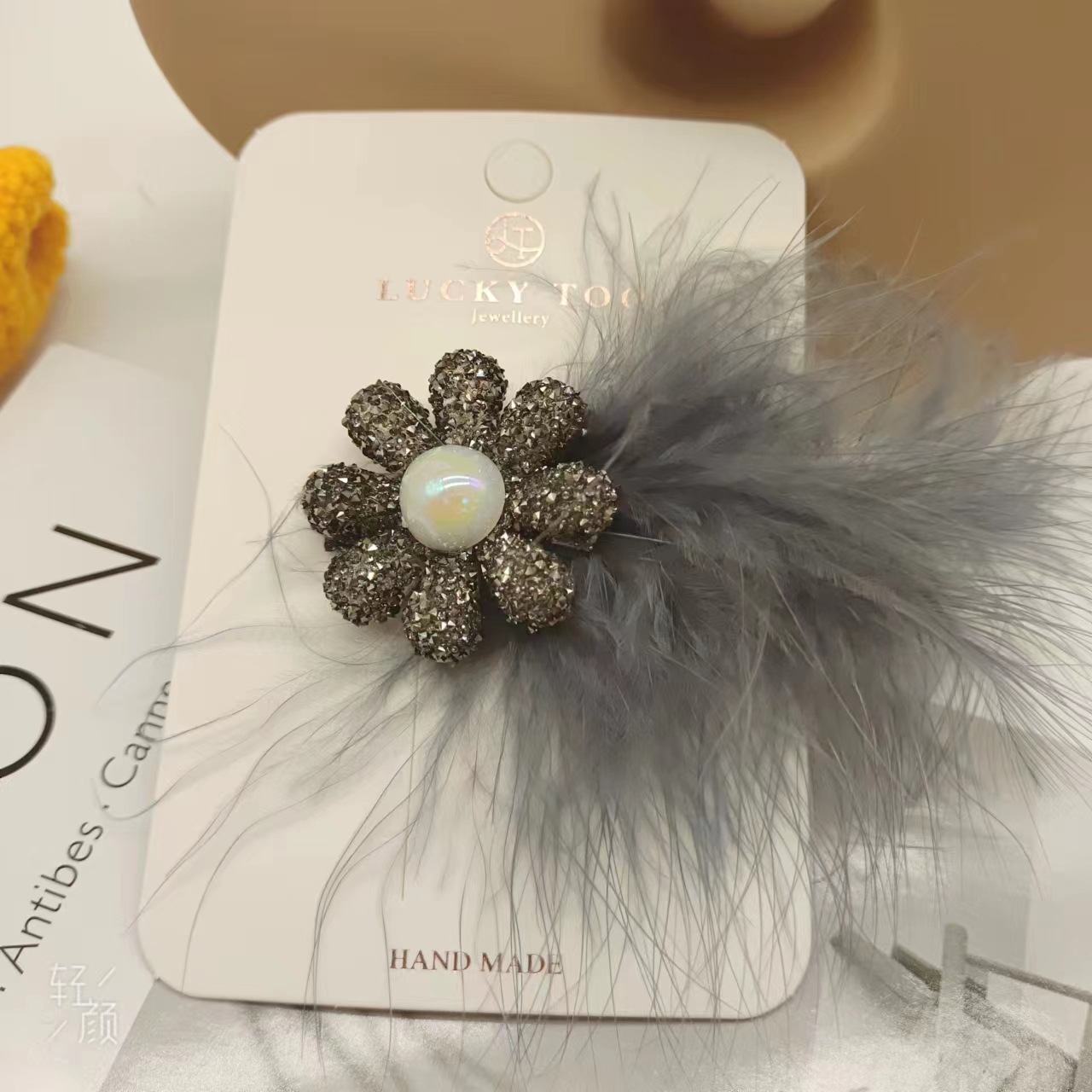 Hair Clip Lt10517 Korean Princess Style Pearl Sugar Sunflower Hair Cute Handcrafted Hair Clip Specification drawing