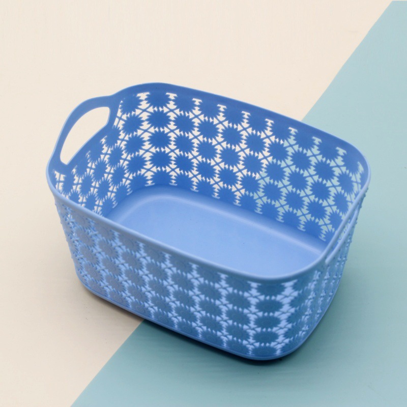 Plastic shock-resistant and unbreakable multi-functional storage basket, kitchen and household seasoning organization, blue desktop and miscellaneous storage basket Specification image