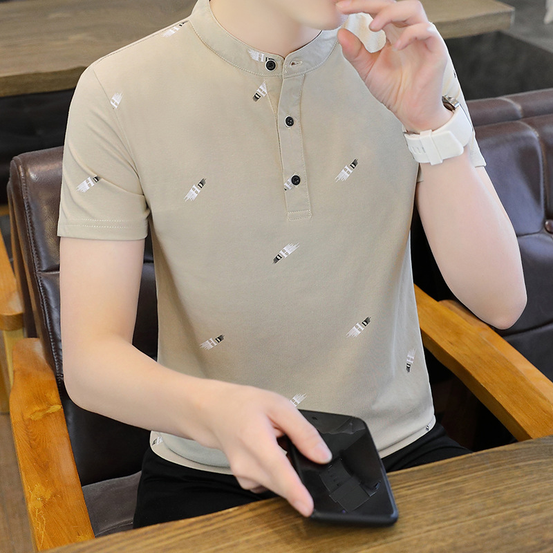 2022 New Summer ice Silk cotton high-end polo shirt for men, short-sleeved, fine-thread lapel T-shirt and top, Paul Specification image