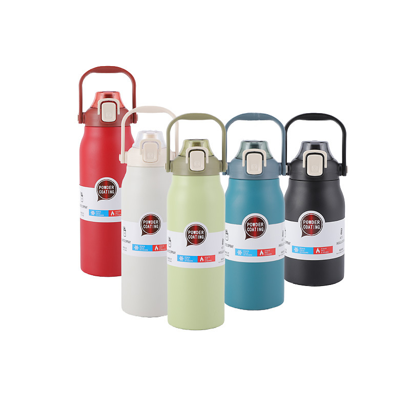 跨境304不锈钢保温杯 大容量吸管大肚杯 户外便携手提运动保温壶