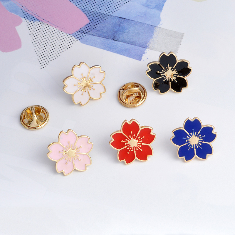 Summer cherry blossom anti-slip collar pin Fashion Day Medal cartoon badge Cute schoolgirl bag pin accessories details Picture