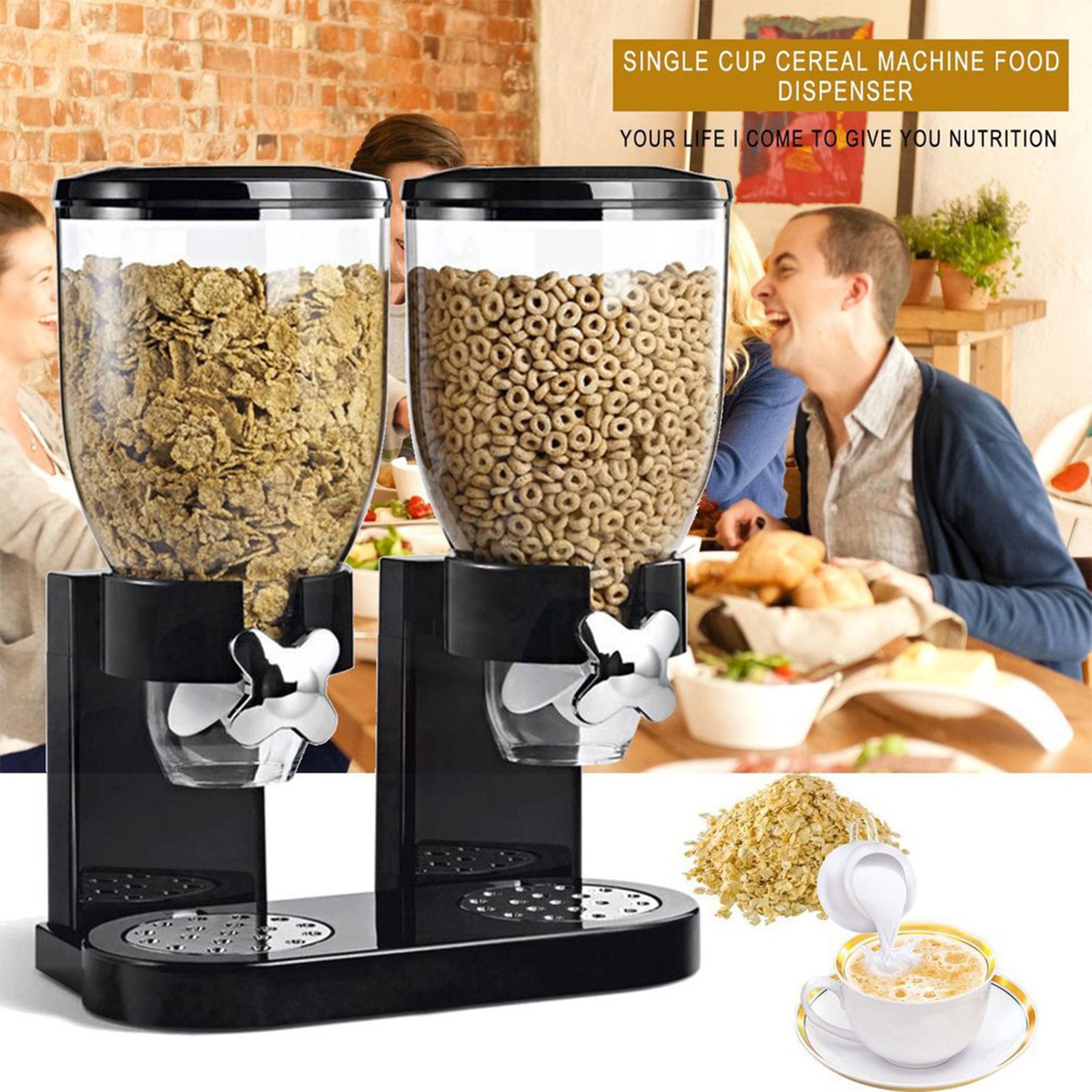 cereal dispemser Double-ended upright plastic cereal machine Cereal dispenser Food jar Storage jar details Picture