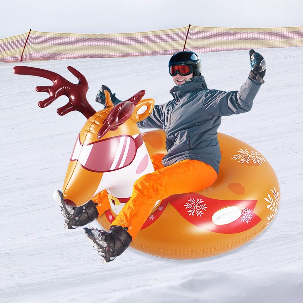 充气滑雪圈耐寒加厚雪地圈冬季户外滑雪用品鹿头滑雪圈拖拉圈