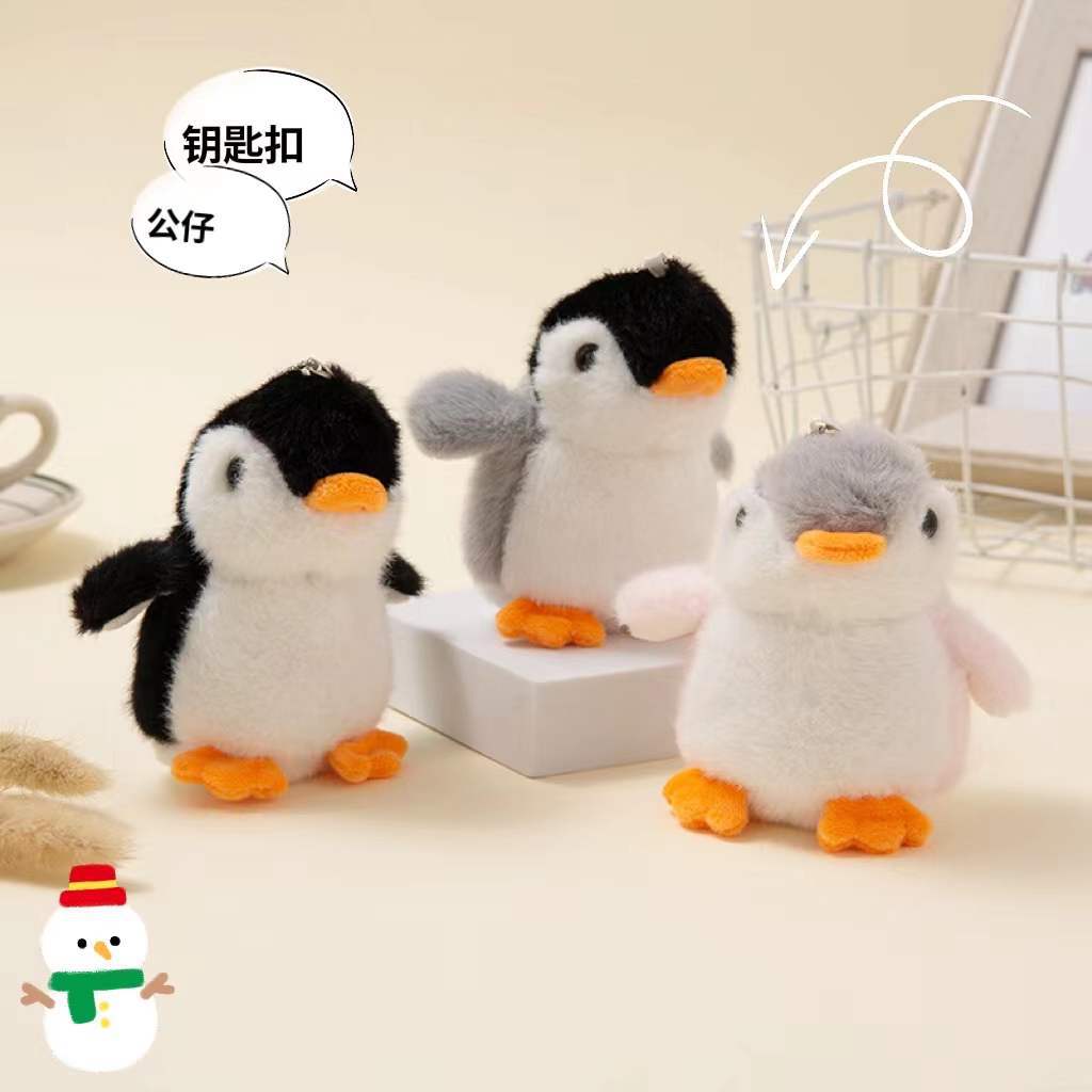 New and cute long-haired penguin plush toy, schoolbag pendant, adorable backpack keychain, plush toy, hanging accessory details Picture