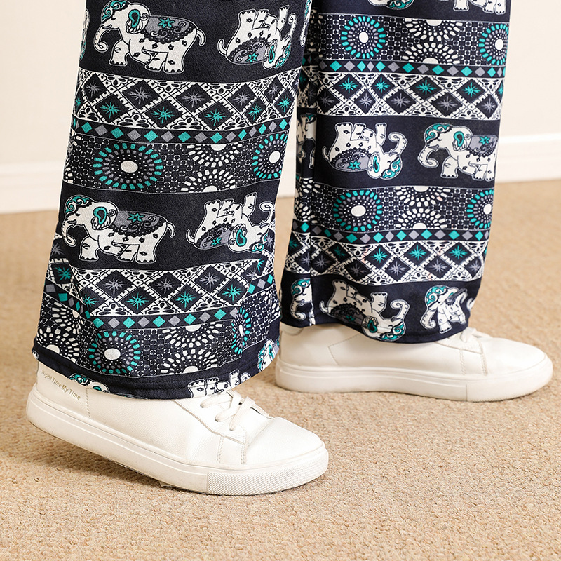 Foreign Trade Cross-Border Elephant Wide Leg Pants Female Summer Thin High Waist Vertical Loose Casual Pants Mopping Pants Application Scenario