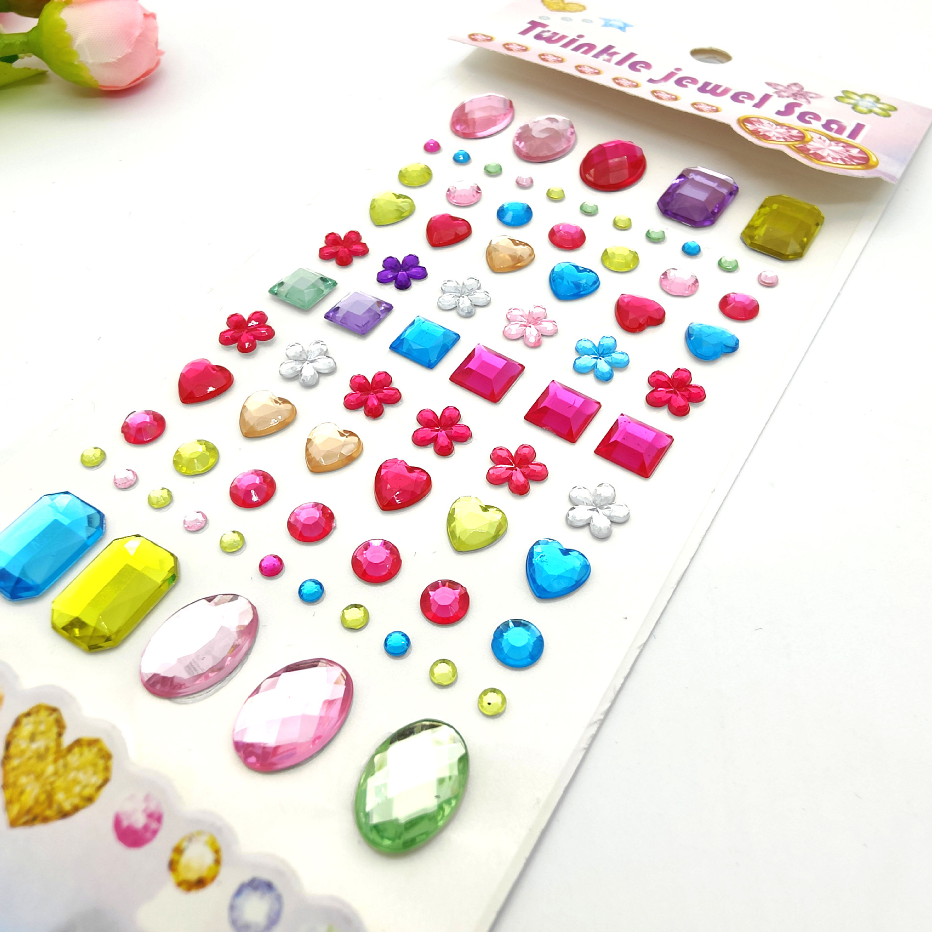 Children's gemstone stickers, crystal and diamond cartoon stickers, princess and girl 3d stereoscopic reward stickers, decorative toys Specification image
