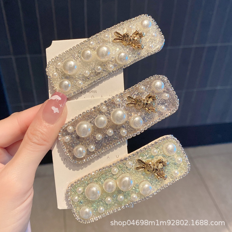 Rhine-Diamond Hairpin Girl Side Clip Korea And Korea Internet Celebrity Pair Clip Side Bangs Clip Top Clip Bb Clip Broken Hair Clip Temperament Hairpin Specification drawing
