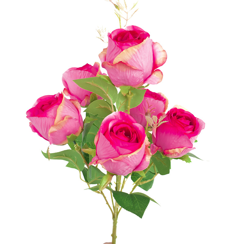 6 Head Rose Bud Simulation Flower Home Tabletop Decoration Flower Table Decoration Wholesale Item Picture