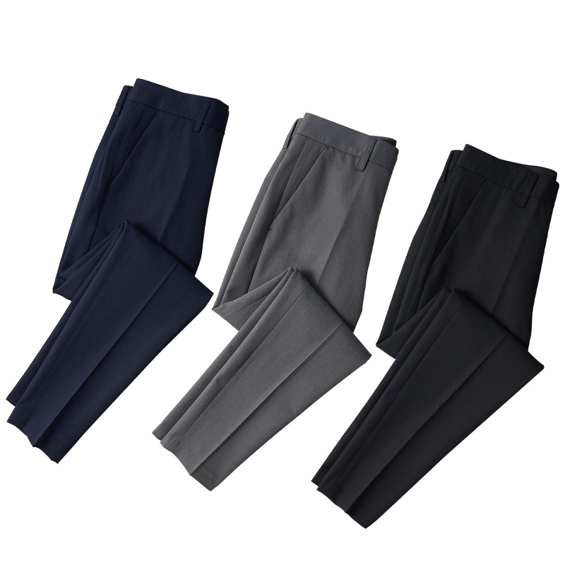 Men's 9-inch business casual trousers for commuting to work, spring, summer, autumn and winter, fleece suit trousers Item Picture