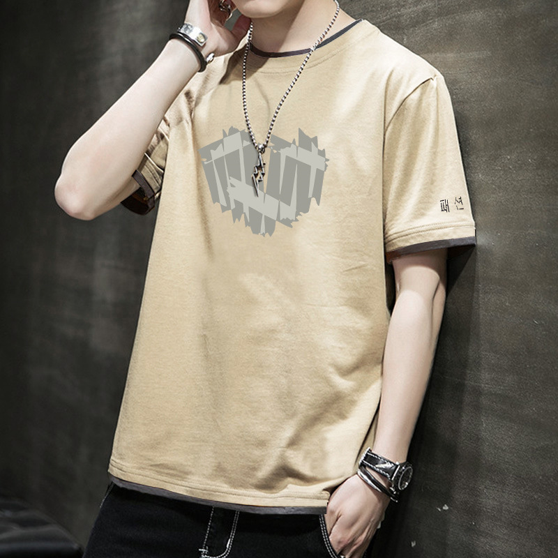In the summer of 2024, there is a highly anticipated short-sleeved T-shirt for men. It is a loose and versatile casual round-neck printed T-shirt top Specification image
