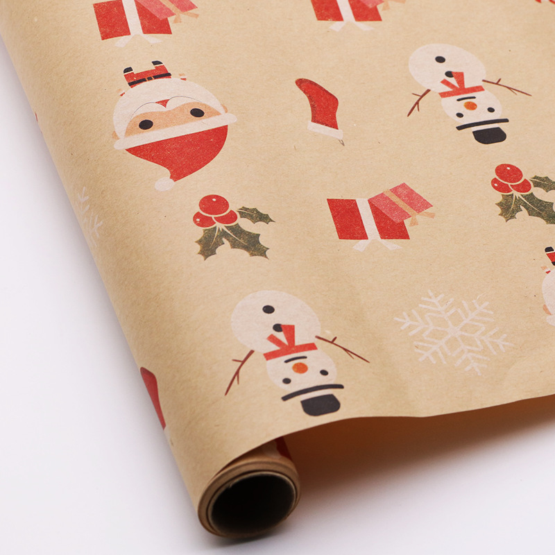 New yellow kraft paper packaging paper, 6-color printed Christmas gift paper, gift paper available for cross-border customization Application Scenario
