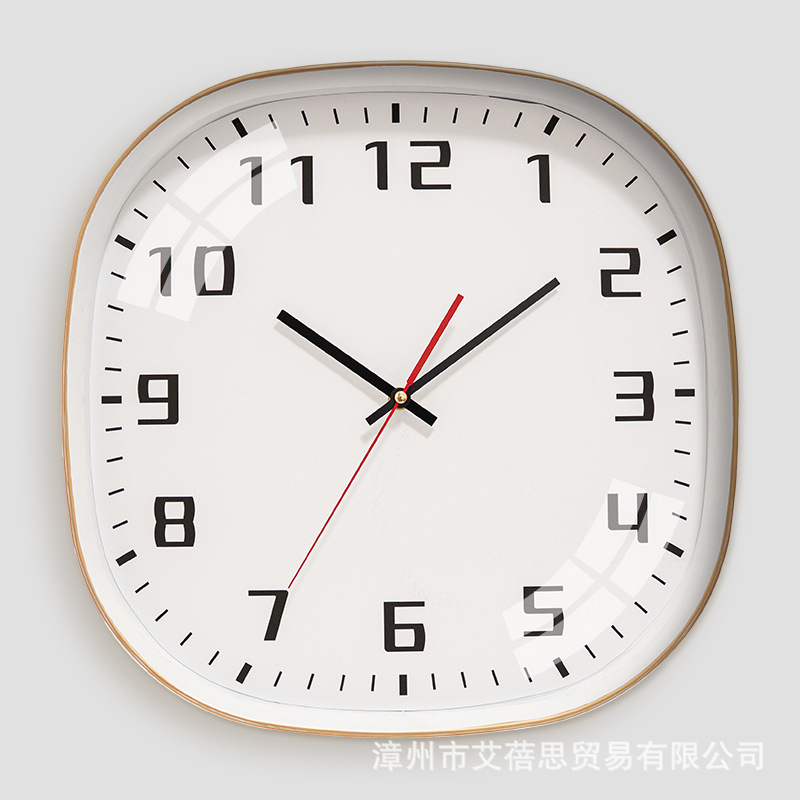 方形壁挂式静音墙上挂钟钟表客厅家用石英钟简约北欧时钟卧室轻奢