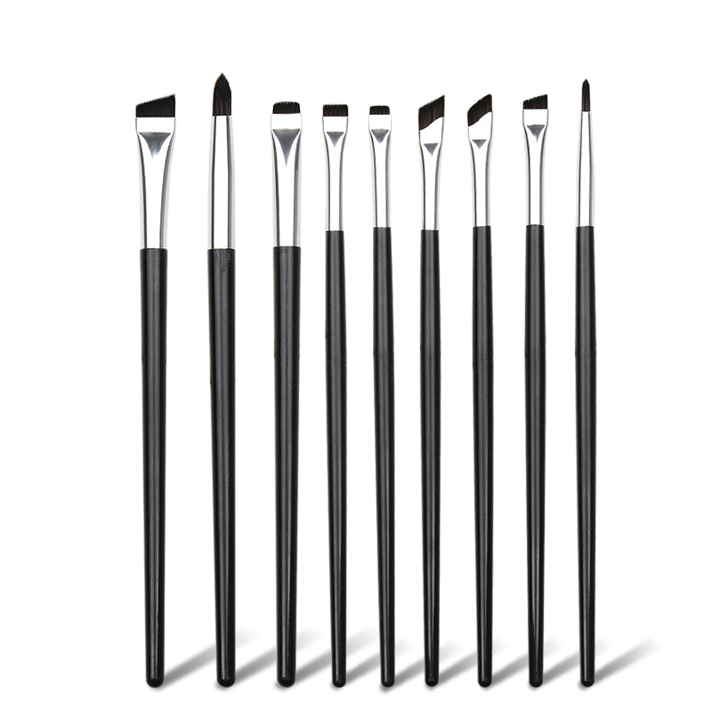 New eye detail makeup brush set of 9 pieces, complete set of soft bristle blade eyeshadow, horizontal eyeliner and slanting eyebrow makeup brushes Item Picture