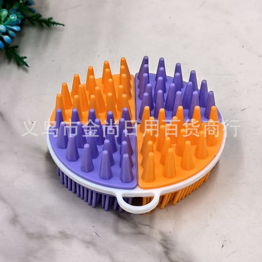 New round 4-color silicone cleaning brush, double-sided hair wash brush, bath brush and body wash brush - a cleaning wonder