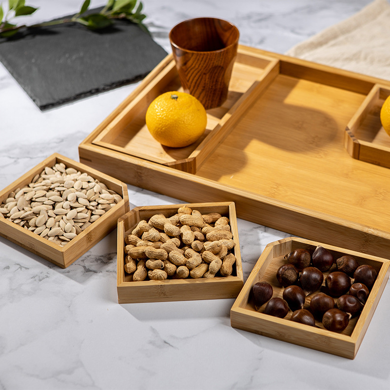Cook Tea Dried Fruit Tray Candy Box Creative Tray Chinese Wooden Dim Sum Box New Year Home Tea Plate Wholesale Application Scenario