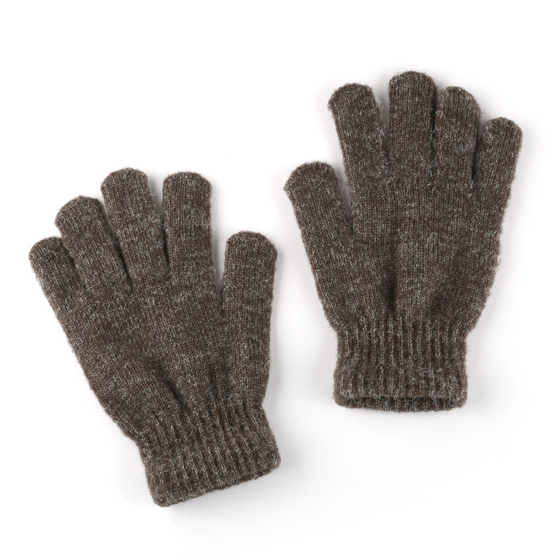 Autumn and winter girls' Korean-style warm and hand-protecting knitted gloves, outdoor cycling cold-proof solid color five-finger student gloves Item Picture