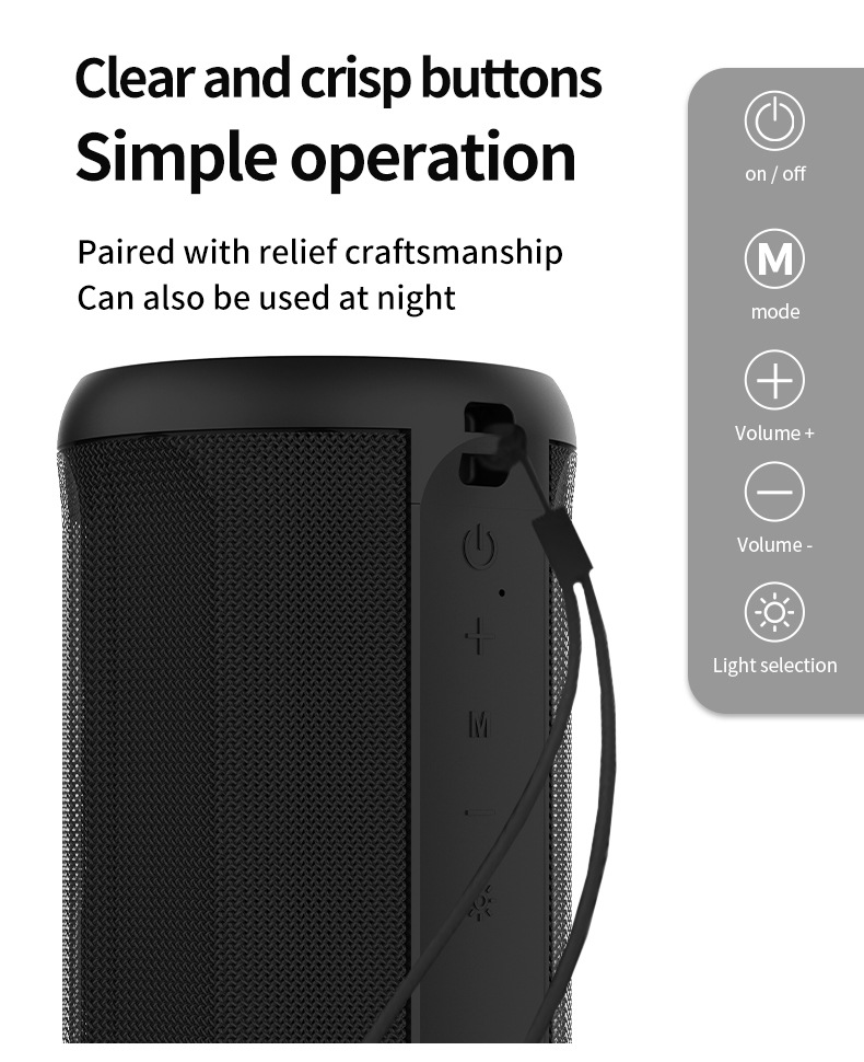 2025跨境新款迷你布艺蓝牙音箱无线TWS互联立体声便携式炫彩音响详情10