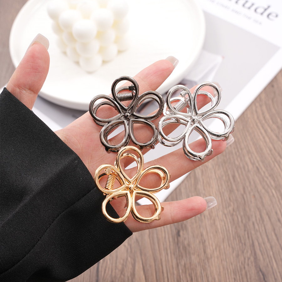 跨境欧美风发夹花朵小号抓夹头饰女盘发后脑勺合金发抓半扎鲨鱼夹产品图