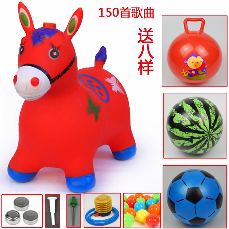 Jumping Deer children's toys inflatable jump horse plus thickened baby mount pony baby music