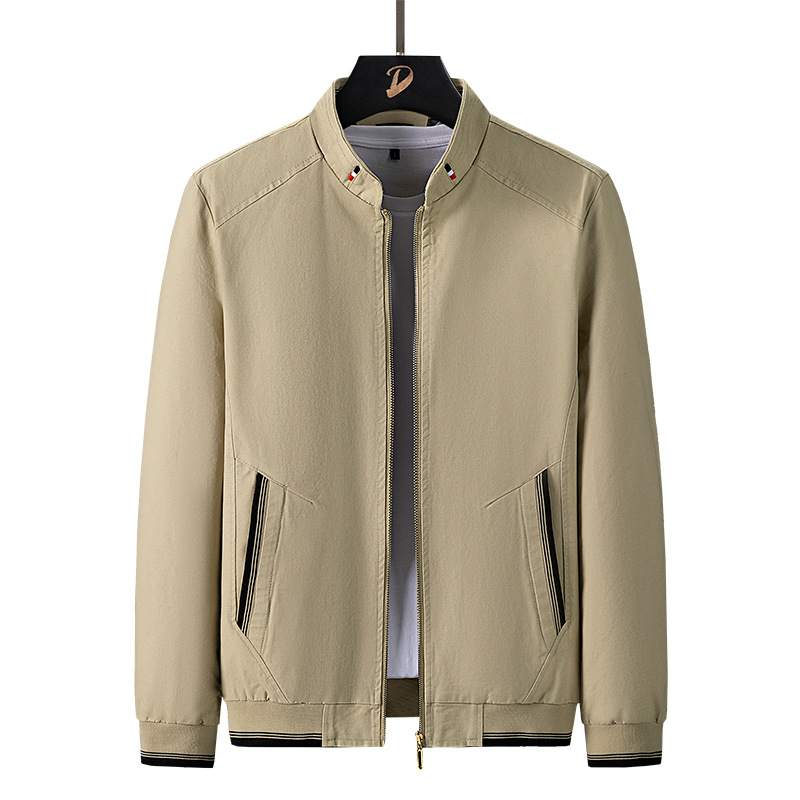 2021 New Spring and autumn casual men's jacket with zipper stand-up collar, cotton washed coat factory wholesale Item Picture