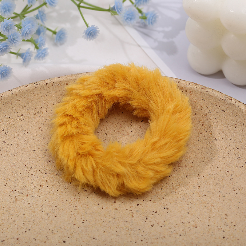 Korean new style hair tie, fashionable and simple, colorful hair tie, autumn and winter plush student hair tie, hair accessory manufacturer wholesale Specification image