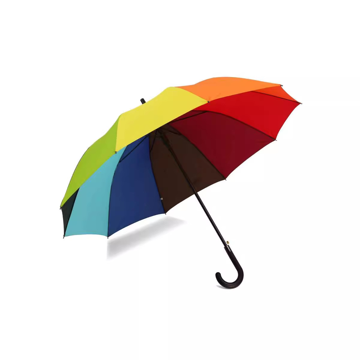 27寸10骨自动长柄彩虹晴雨伞节弯柄遮阳防风商务广告伞可印logo
