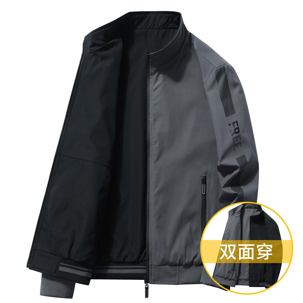 Coat Men's Spring Fall Casual Loose Stylish Men's Quilted Jacket Pilot Double-Sided Baseball Jacket Men's Jacket Men's Clothing Item Picture