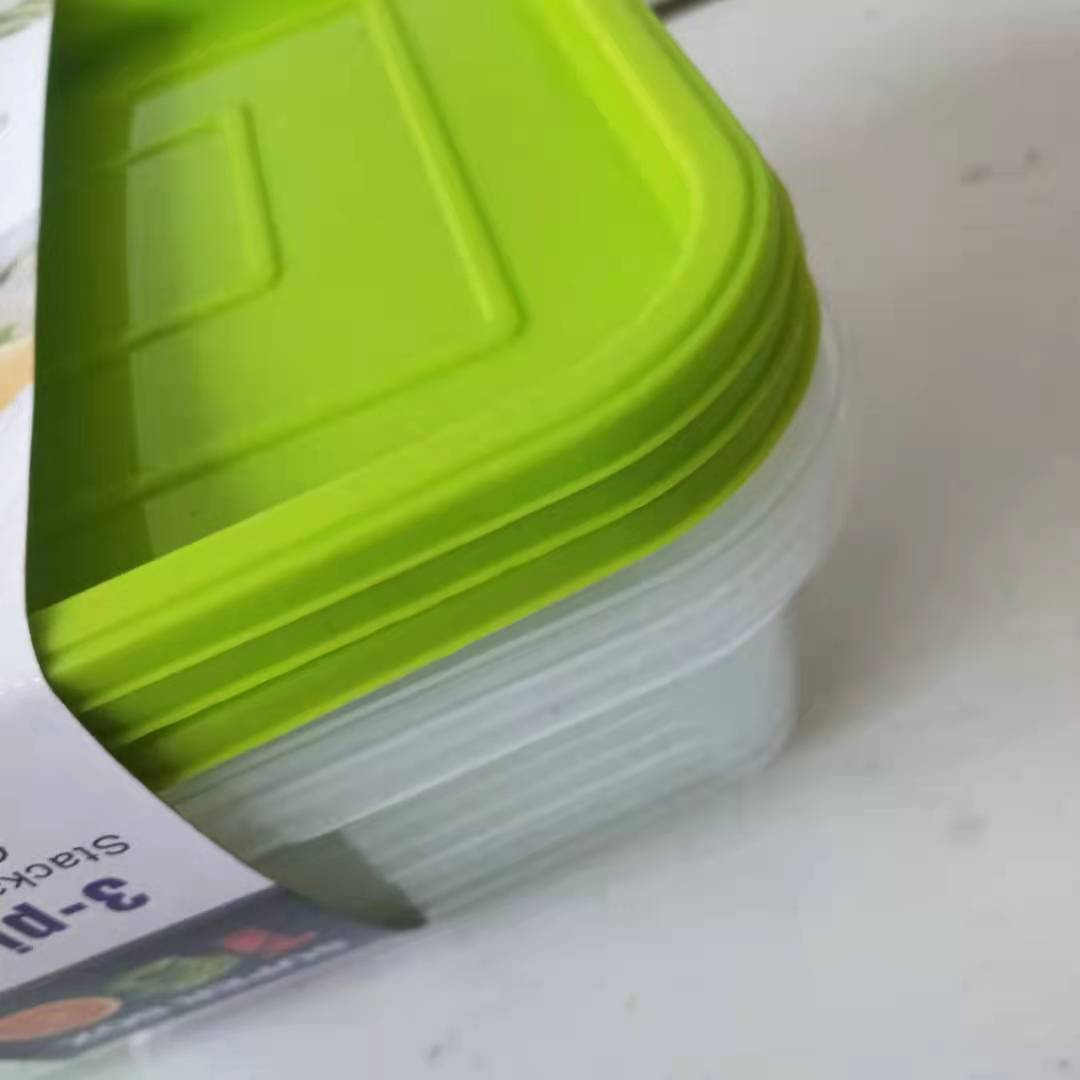 Xinyuan PP plastic sealed box, stacked paper card, rectangular three-piece set, color fresh-keeping box, storage box, storage box details Picture