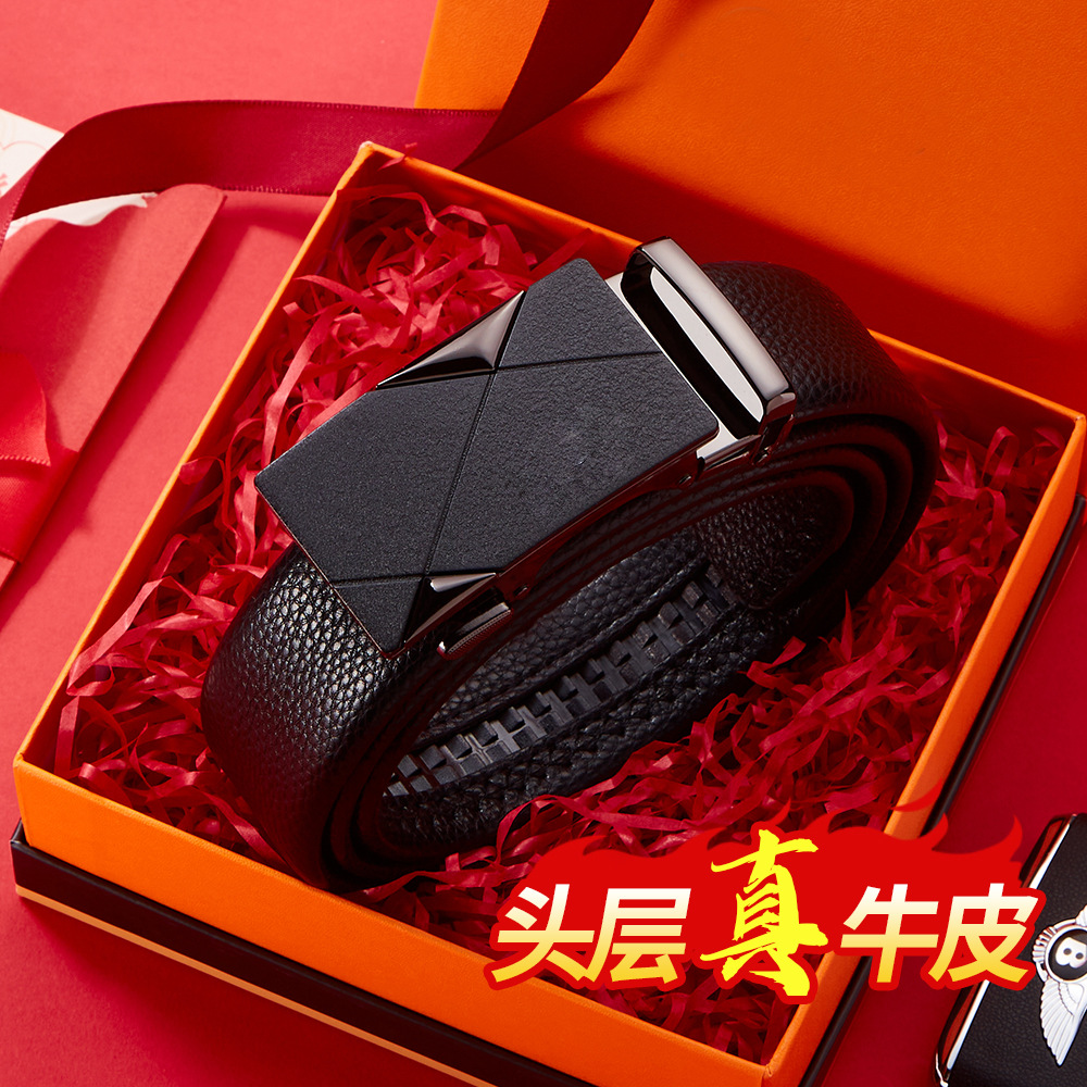 抖音爆款男士皮带全头层牛皮自动扣腰带双面真皮外贸跨境批发belt详情26