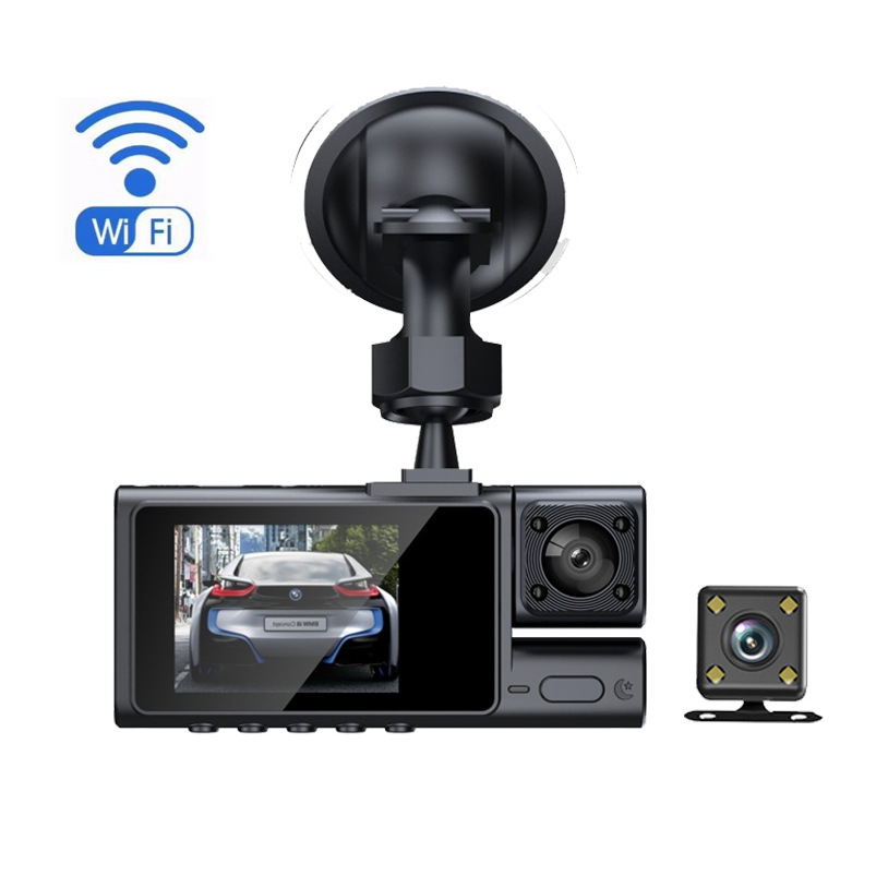 S19行车记录仪新款WIFI三录高清1080P夜视隐藏车载摄像机停车监控