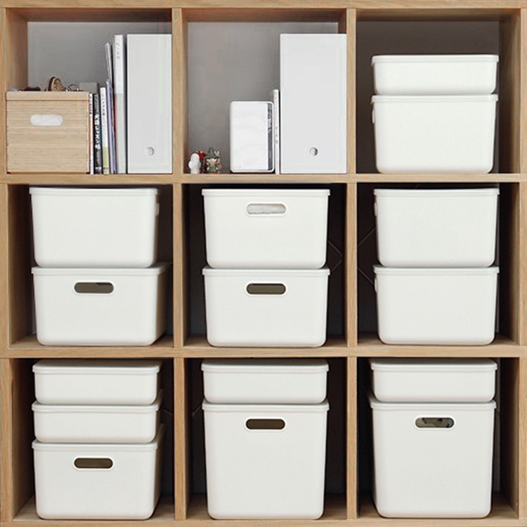 Storage Box With Cover Plastic Underwear Clothing Storage Box Clothing Storage Box Desktop Storage White Storage Basket details Picture