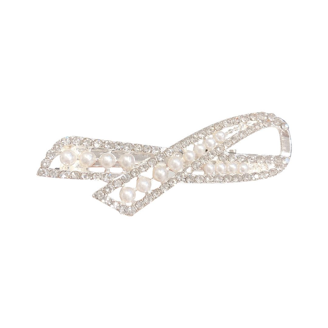 A simple Korean version with a bow, crystal full diamond edge and full free shipping alloy pearl water diamond duckbill clip Item Picture